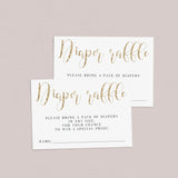 Printable diaper raffle tickets for baby shower gold theme by LittleSizzle