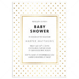 Gold printable baby shower invitation for gold themed party by LittleSizzle