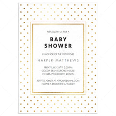 Baby shower party glitter gold THANK YOU card printable in orange