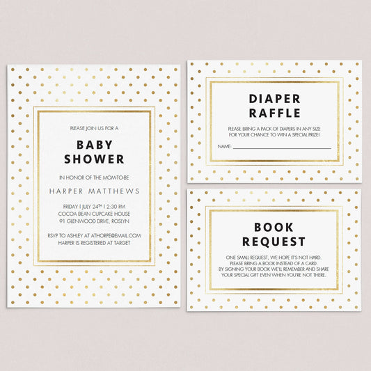 Gold invitation templates for baby shower gender neutral by LittleSizzle