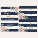 Navy, Pink and Gold Invitation Templates for Baby Shower