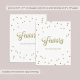 Instant download gold confetti party favors sign by LittleSizzle