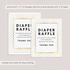 Instant download sign for diaper raffle cards gold polka dot by LittleSizzle
