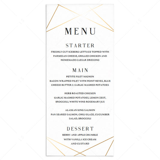 Modern gold menu cards template by LittleSizzle