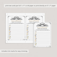 Halloween Emoji Pictionary Printable Vintage Black & Gold