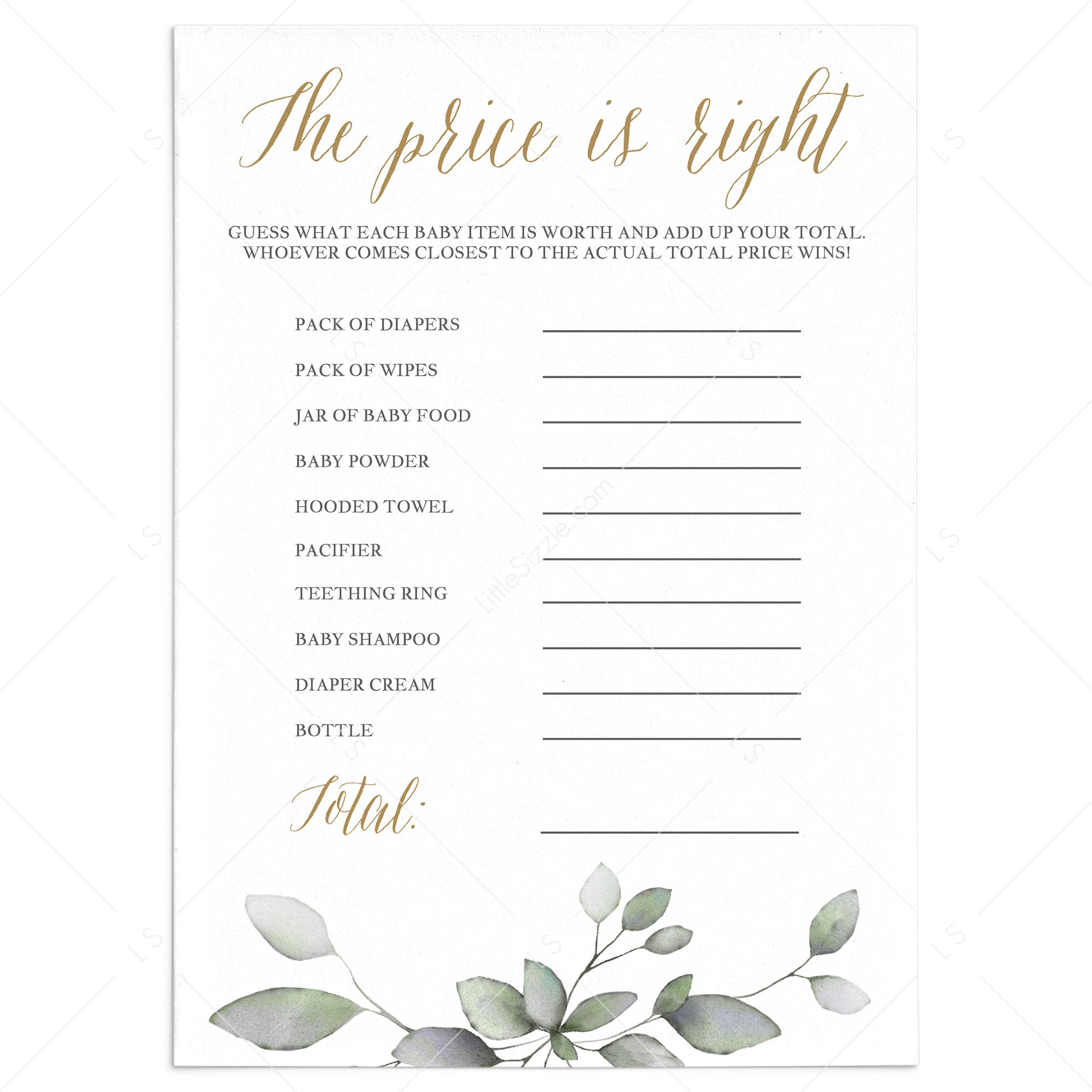 Gender Neutral Baby Shower Game The Price Is Right by LittleSizzle