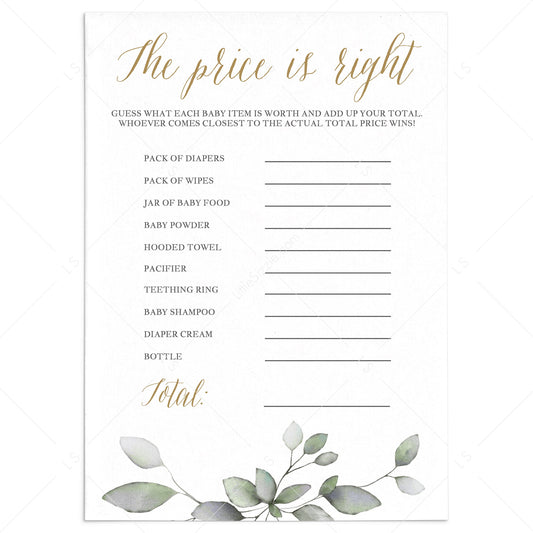 Gender Neutral Baby Shower Game The Price Is Right by LittleSizzle