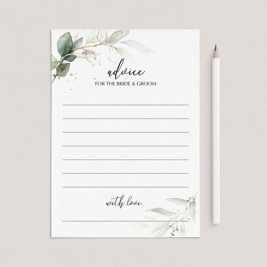 Botanical Wedding Advice Card Printable Instant Download by LittleSizzle