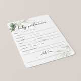 Green Foliage Baby Predictions Card Printable