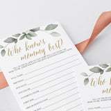 Gold and Greenery Baby Shower Games Pack Printable