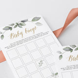 Gold And Greenery Baby Shower Bingo Cards Prefilled