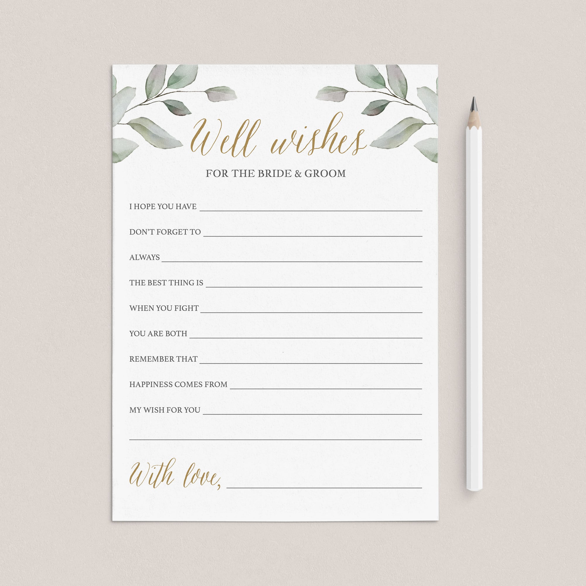 Elegant Wedding Well Wishes And Advice Cards Printable by LittleSizzle