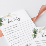 Greenery and Gold Foil Wishes for Baby Cards Printable