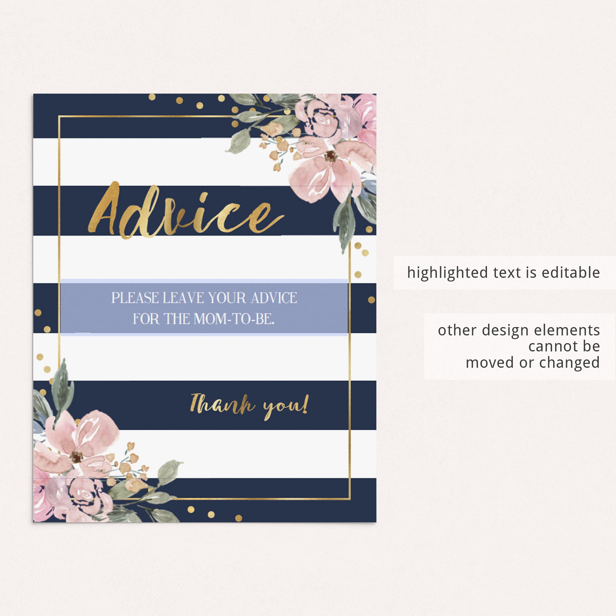 Editable floral and navy baby shower decor by LittleSizzle