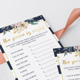 Gold floral baby shower printable game the price is right by LittleSizzle