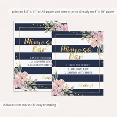 Gold and navy shower decorations printable by LittleSizzle
