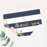 Gold and navy folded thank you card download by LittleSizzle