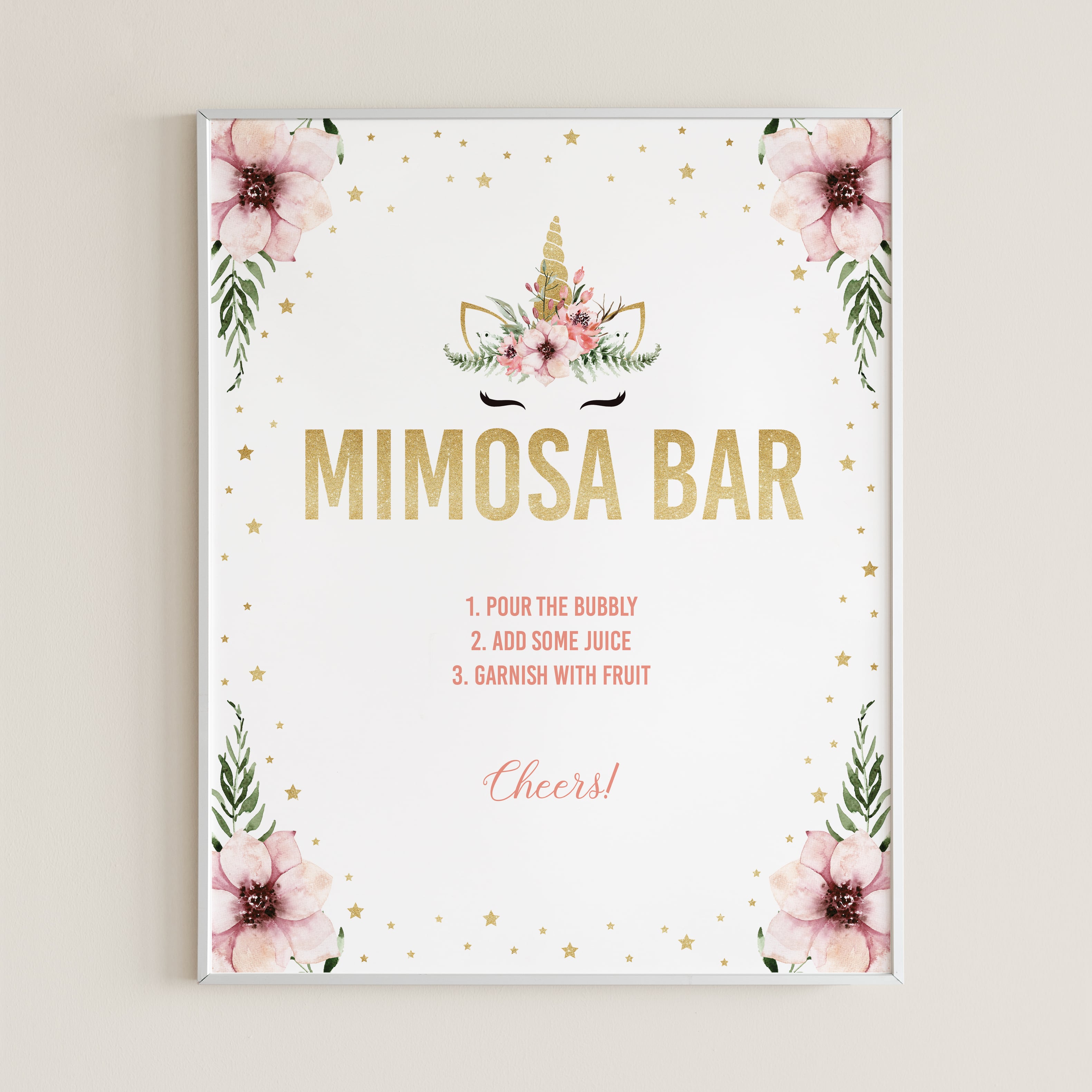 Unicorn party decor printable mimosa table sign by LittleSizzle
