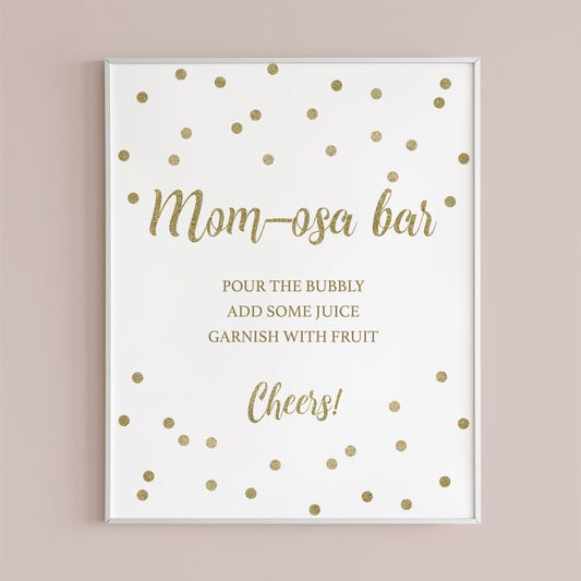 Gold baby shower decorations printable momosa bar sign by LittleSizzle