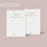 Gold Baby Shower Advice Card Download by LittleSizzle
