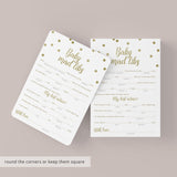 Baby madlibs baby shower game card with gold glitter confetti by LittleSizzle