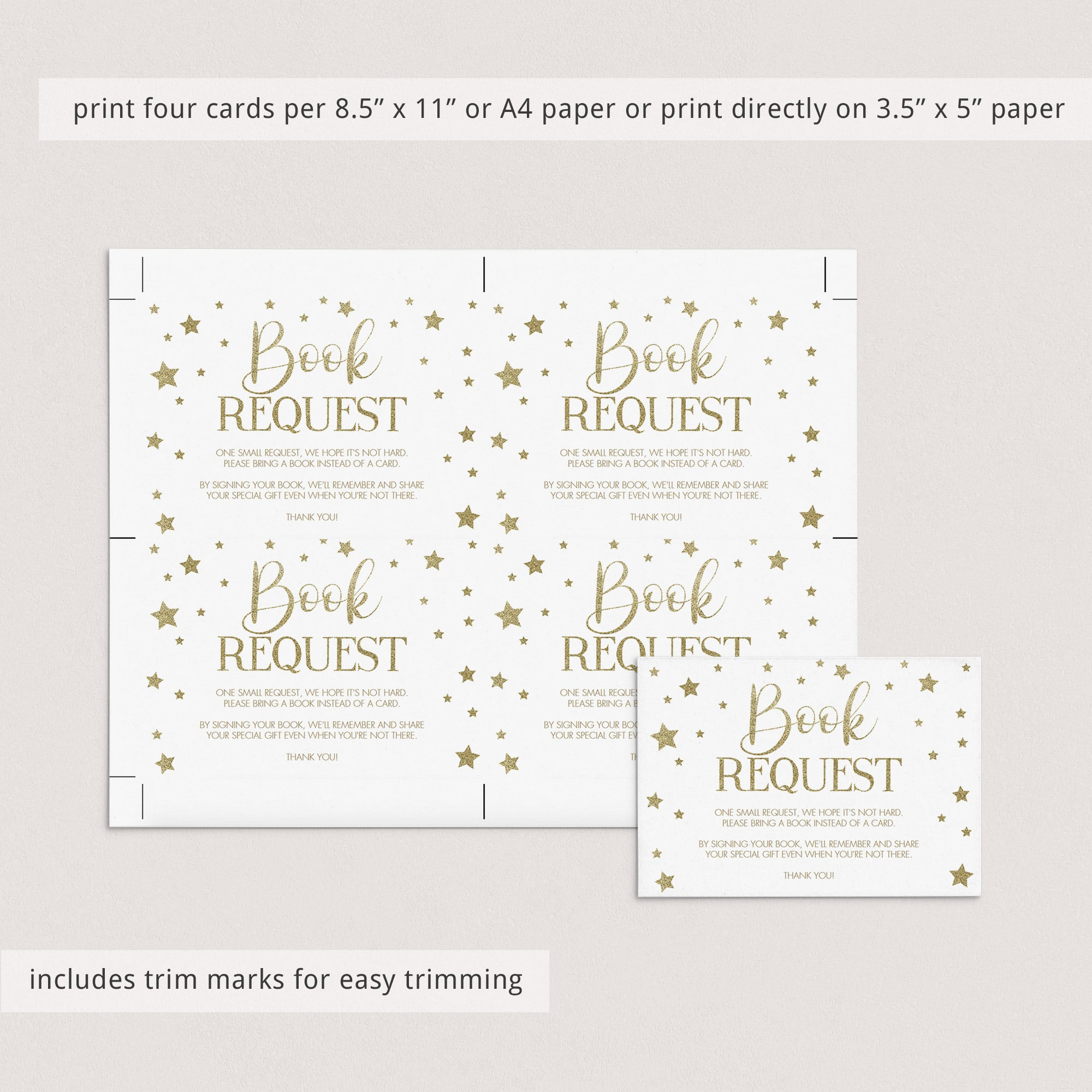 Bring a book for baby cards printable gold star by LittleSizzle