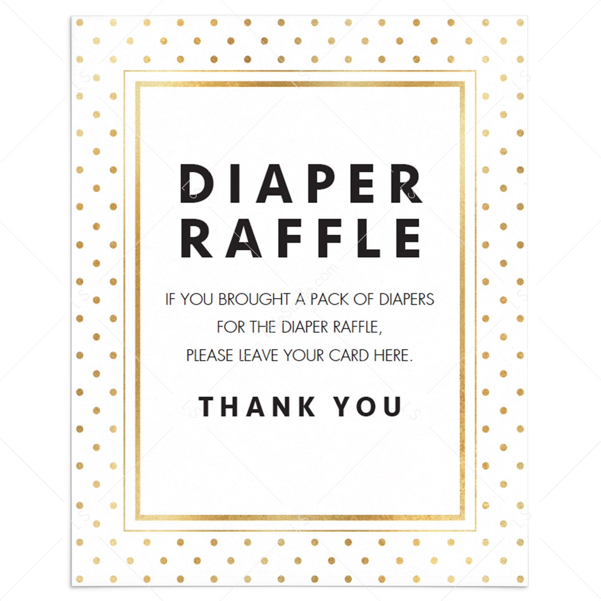 Printable sign for baby shower diaper raffle tickets gold by LittleSizzle