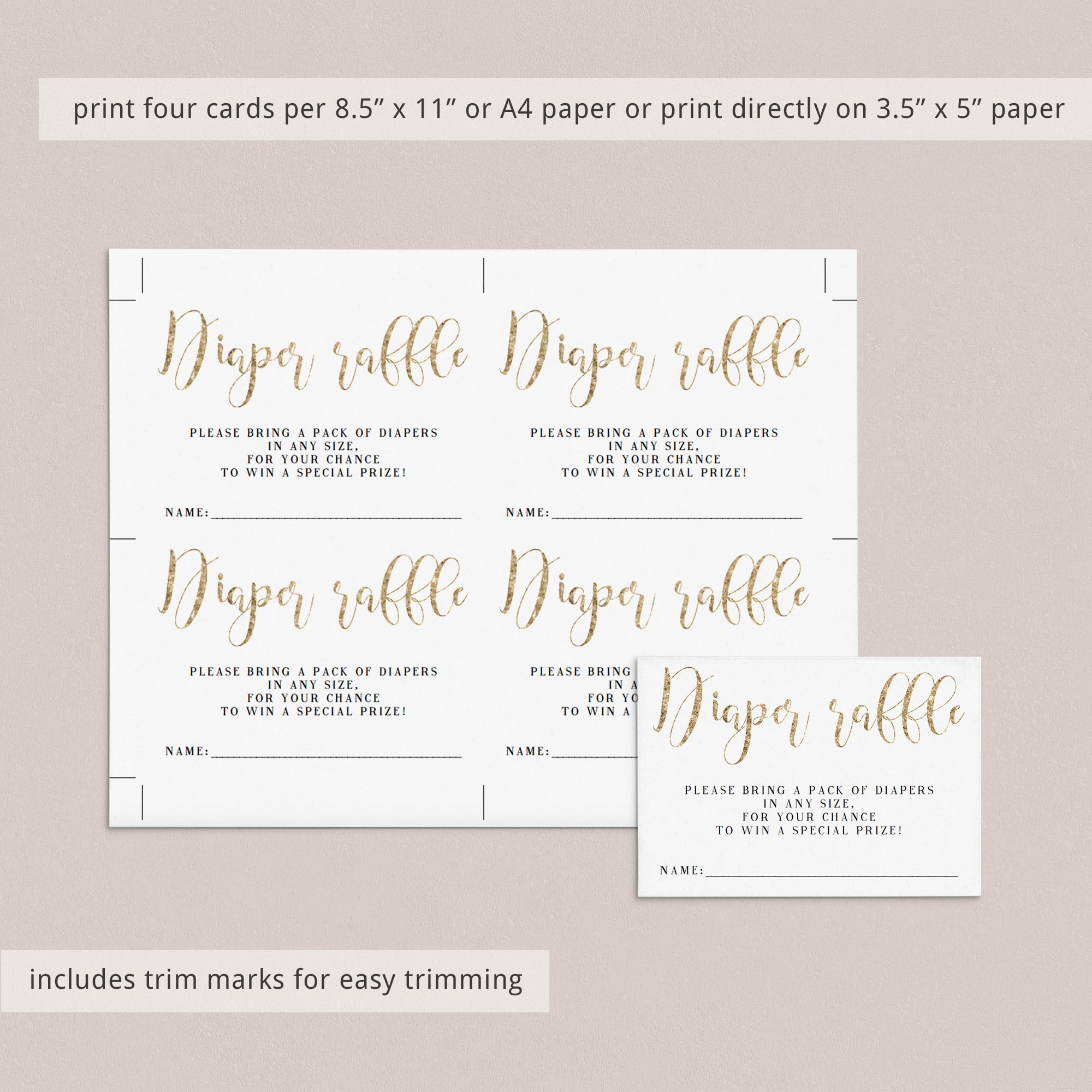 Calligraphy baby diaper raffle ticket template by LittleSizzle