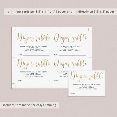 Gold Diaper Raffle Ticket template | Instant download – LittleSizzle