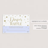 Gold diaper raffle card gender neutral baby party by LittleSizzle