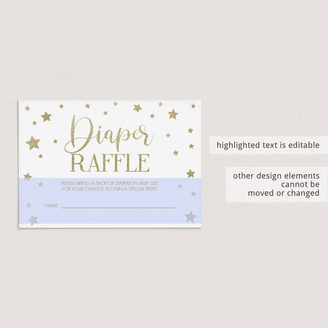 Printable Diaper Raffle Cards with Gold Stars | Instant download ...