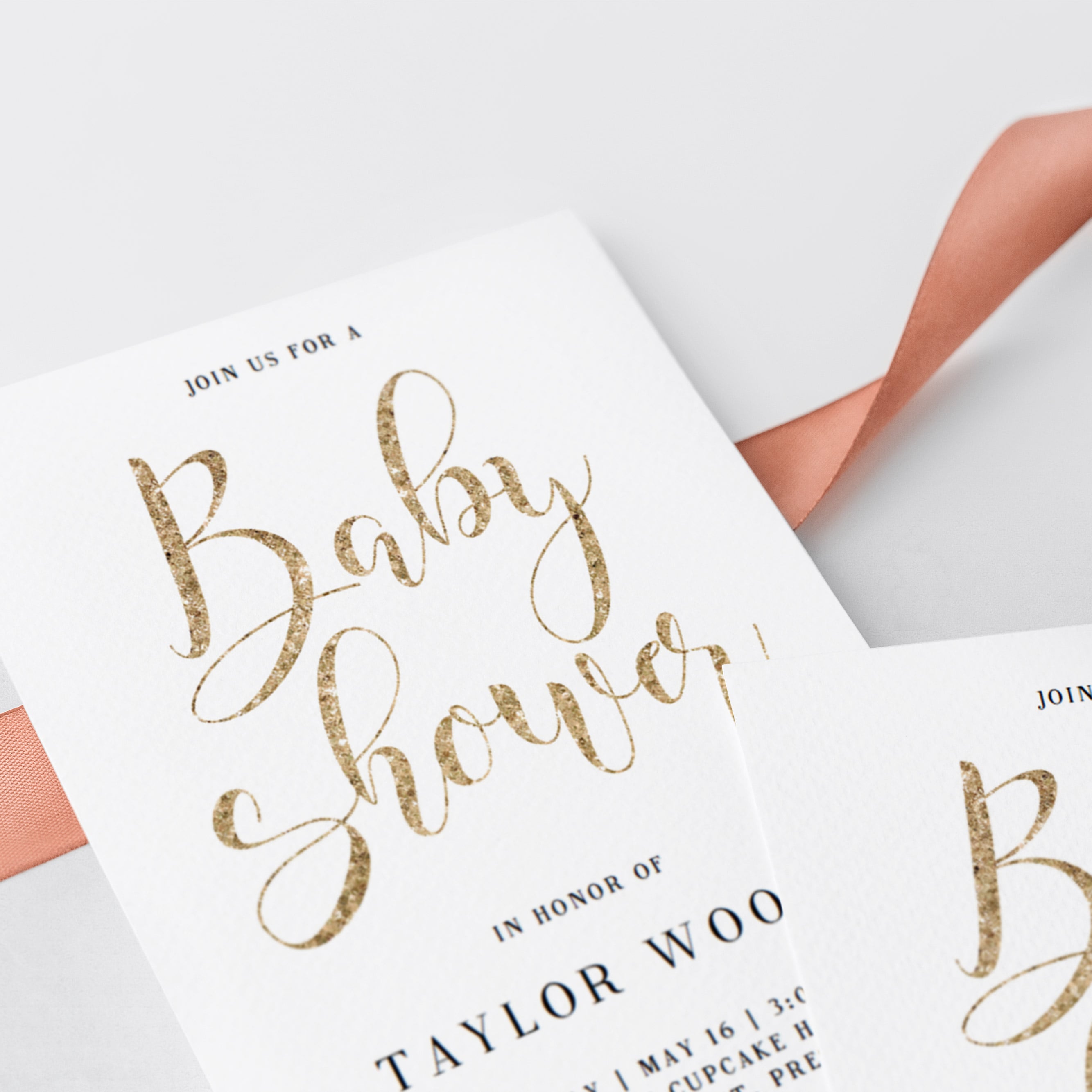 Gold calligraphy baby shower invites gender neutral by LittleSizzle
