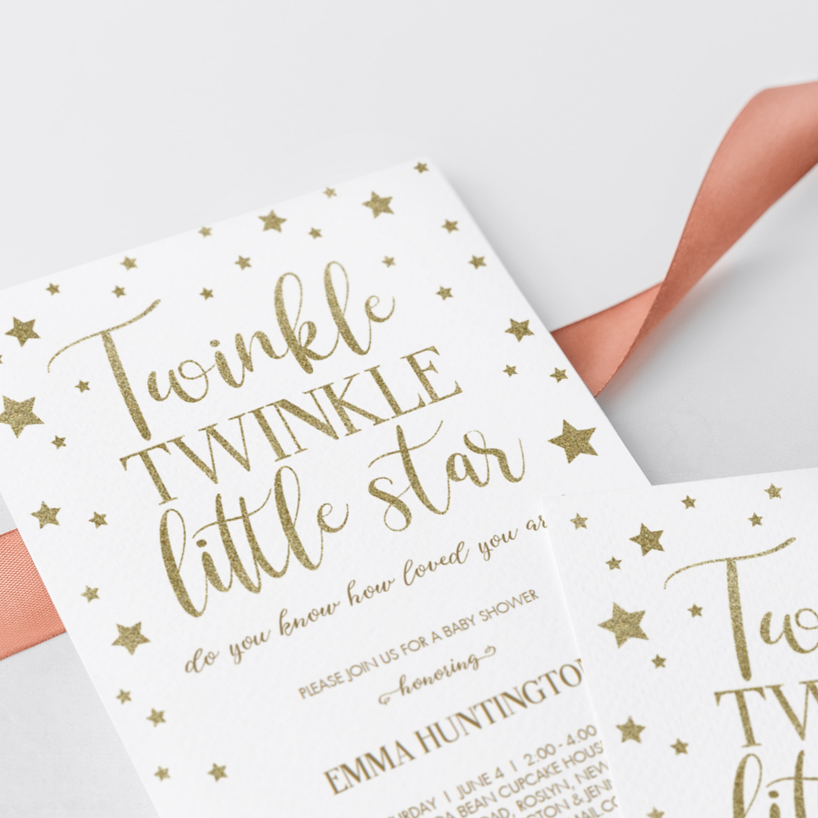 Twinkle themed baby shower invite template download PDF by LittleSizzle