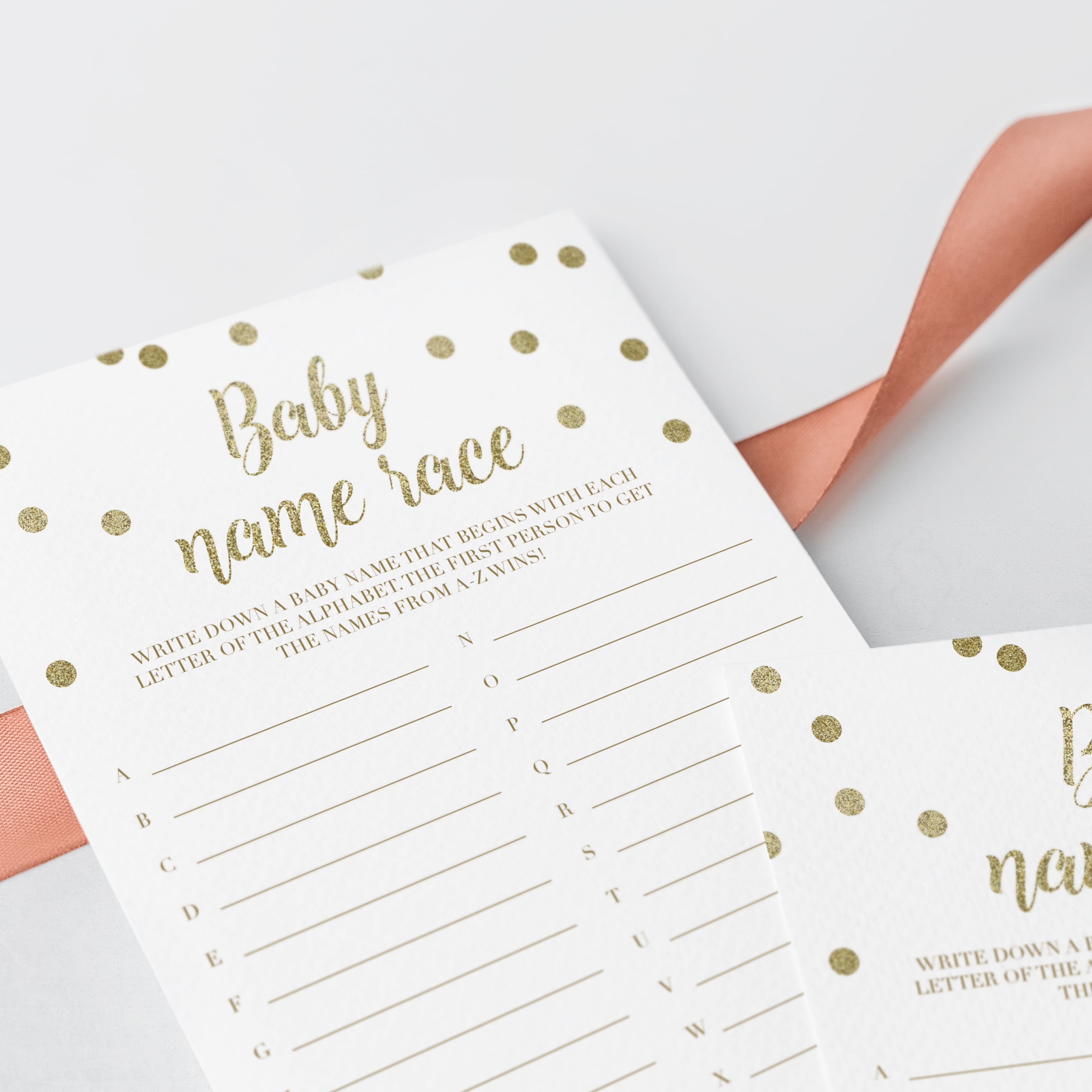 Printable gold confetti baby shower games by LittleSizzle