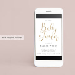 Gold baby shower evite template by LittleSizzle
