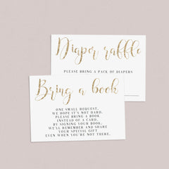 Gold themed baby shower invitation inserts printable by LittleSizzle