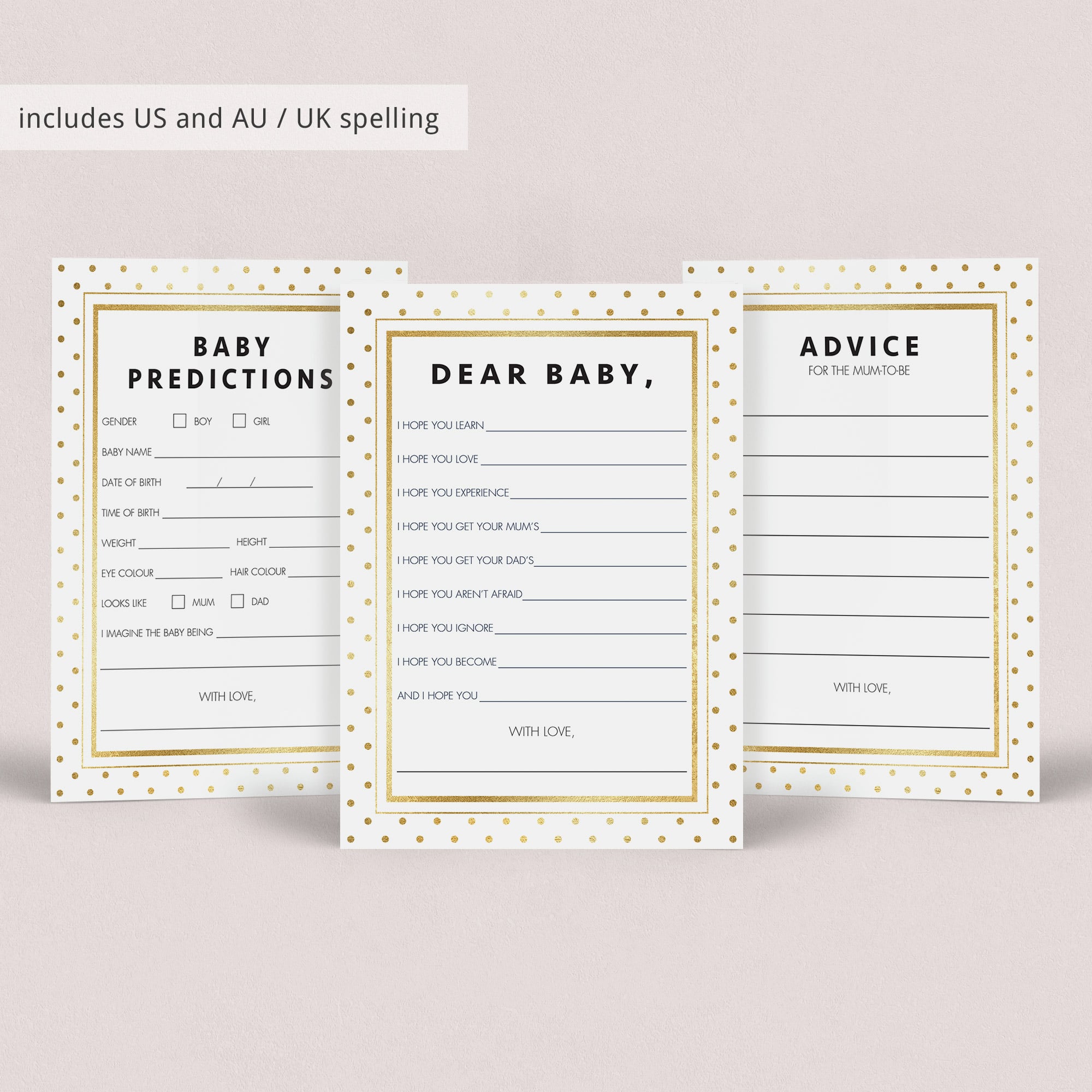 Chic baby shower printable keepsakes for mum to be by LittleSizzle