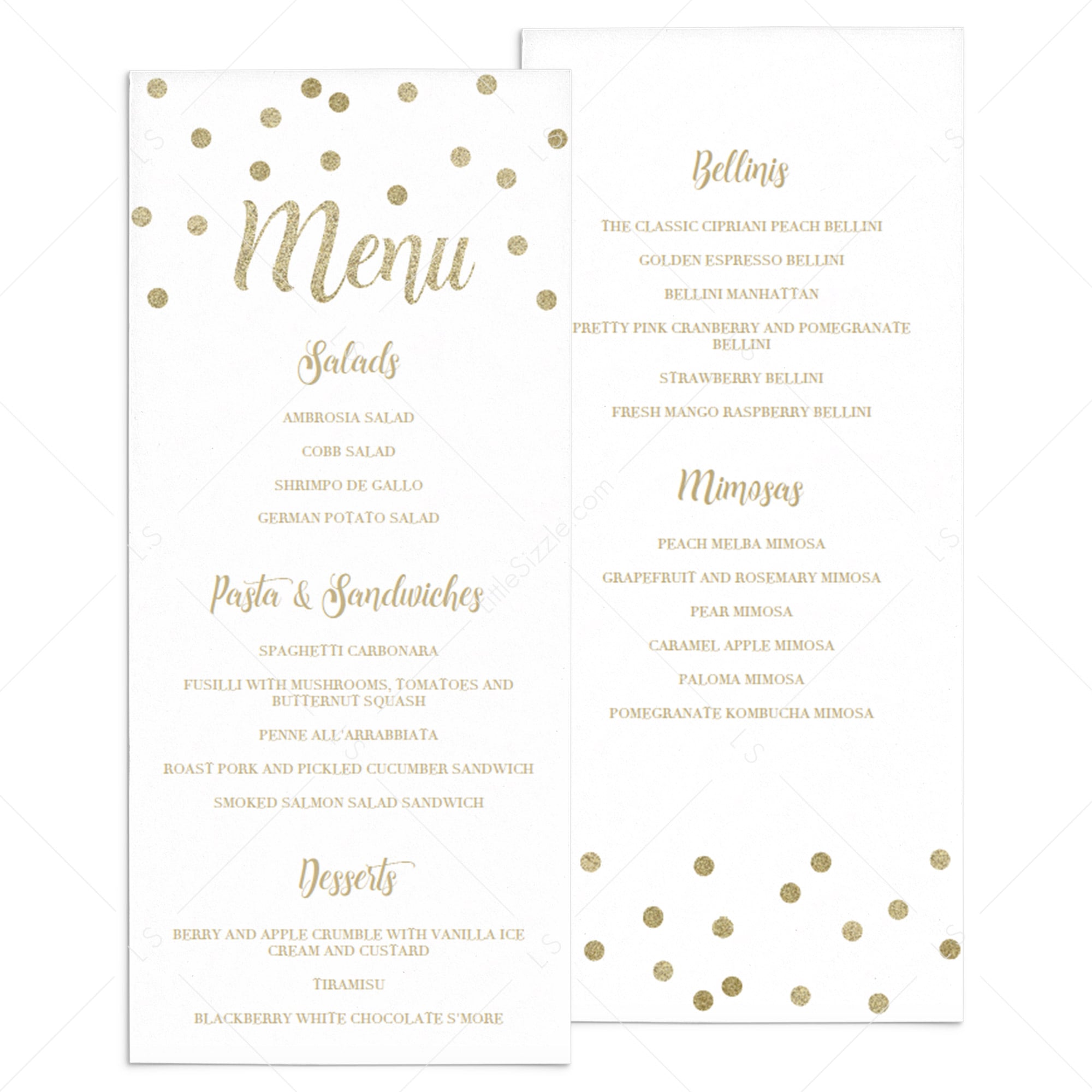 Gold menu template by LittleSizzle