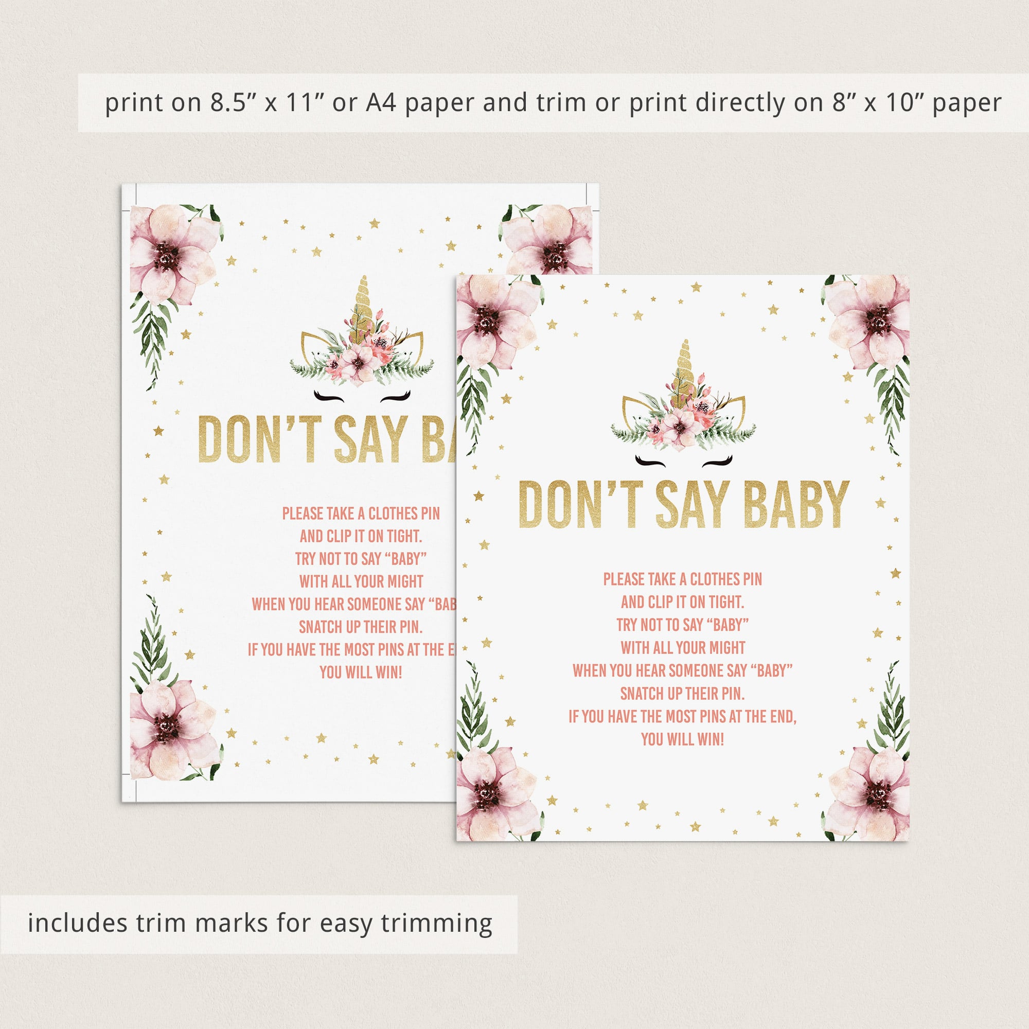 Download baby shower activities unicorn themes dont say baby by LittleSizzle