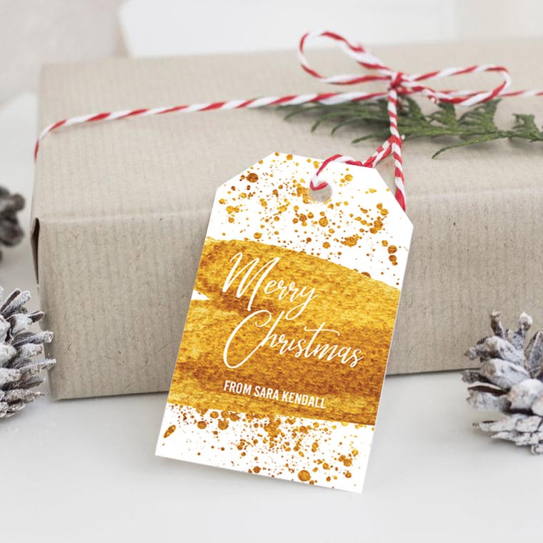 Gold Christmas Tag Template by LittleSizzle