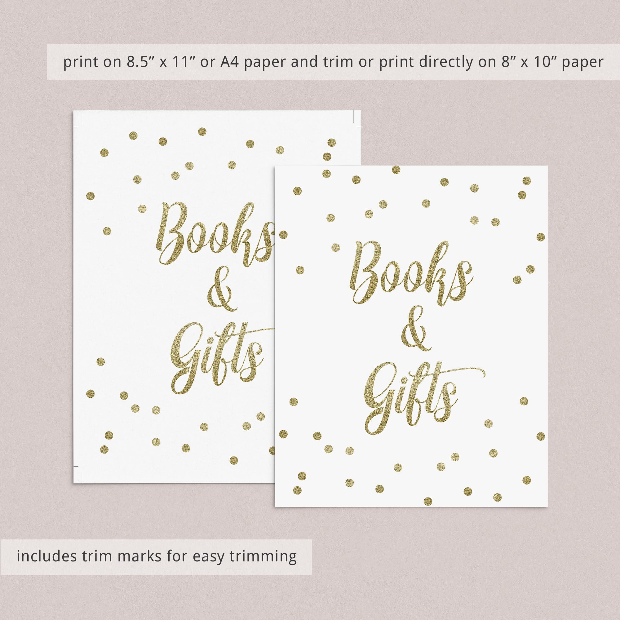 Books and gifts baby shower table sign instant download PDF by LittleSizzle