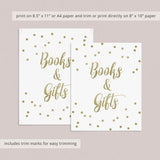 Books and gifts baby shower table sign instant download PDF by LittleSizzle