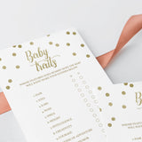 Whose Traits Baby Shower Game Printable Gold Confetti