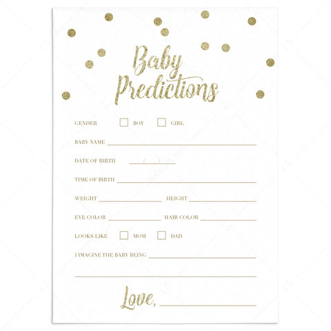 Gold Baby Prediction Quiz for (Virtual) Baby Shower | Instant Download ...