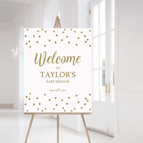 Gold Confetti Welcome Sign Template | Instant download – LittleSizzle