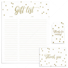 Gold Confetti Gift List, Cards and Labels printable by LittleSizzle
