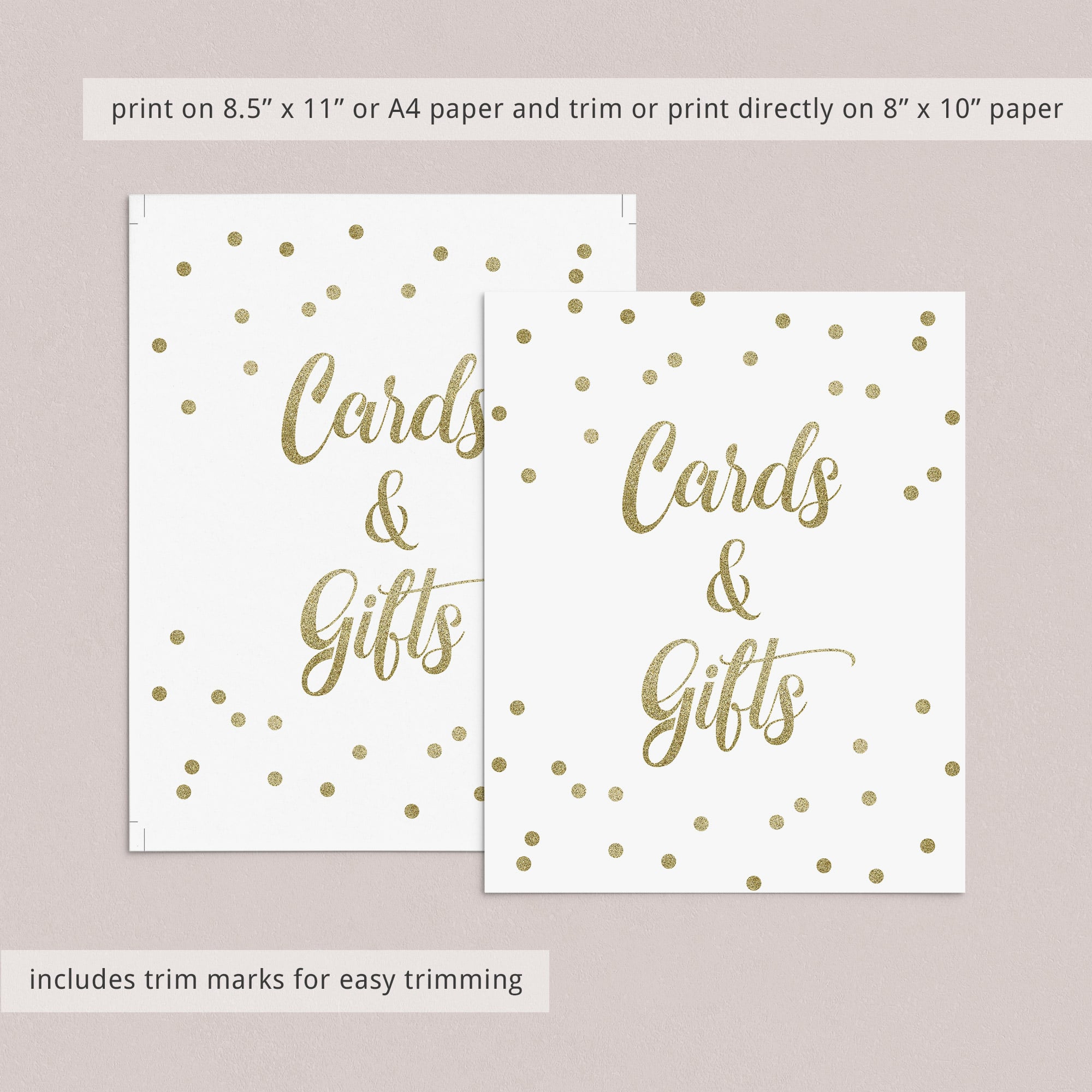 Printable gift sign gold confetti party by LittleSizzle