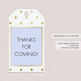 Printable baby shower favor tag template gold by LittleSizzle