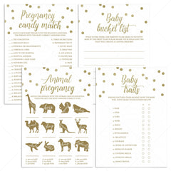 Simple Gold Baby Shower Games Bundle Printable Instant Download by LittleSizzle