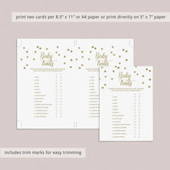 Baby shower baby traits game gold foil by LittleSizzle